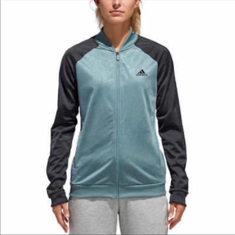 Adidas Embossed Floral Track Jacket Green Size Large - Picture 10 of 10